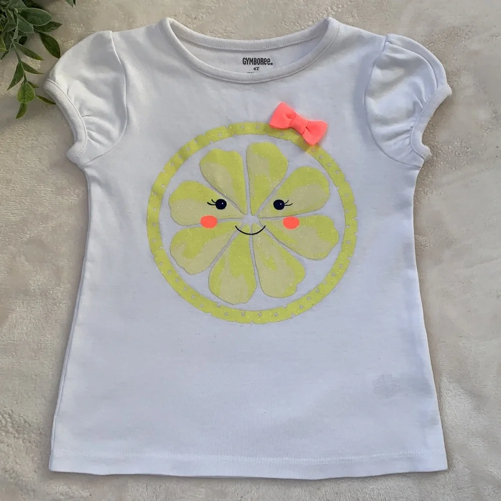 Gymboree White Lemon Slice Top 4T Perfect!